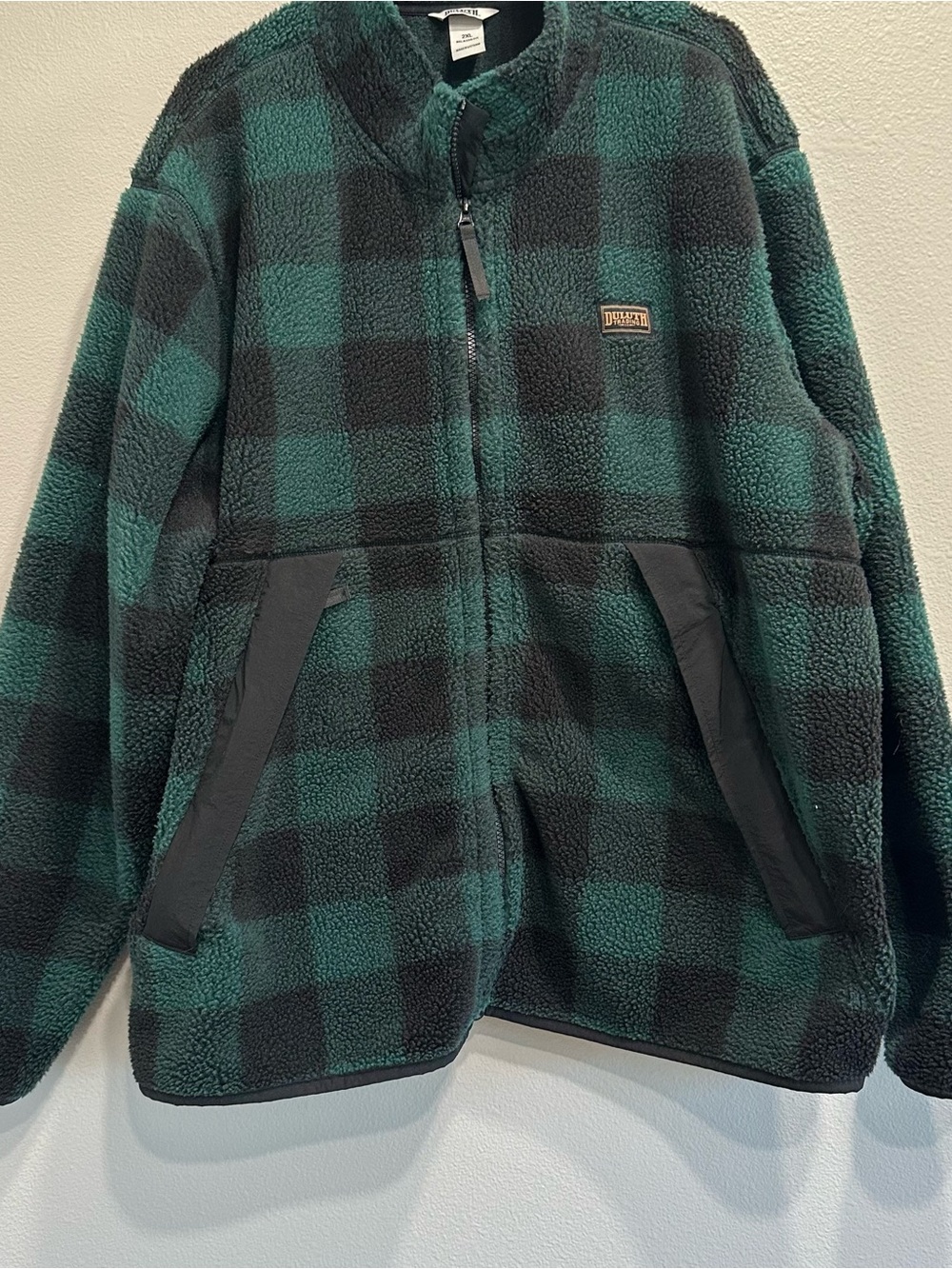 Duluth Pile Hi Fleece Full-Zip jacket,2XL,green/black - Picture 5 of 6
